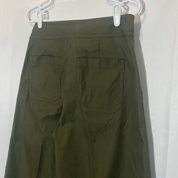 J. Crew Women Wide Leg Pants Size 8 High Rise Green Cotton Blend Zipper Pockets - Picture 10 of 10